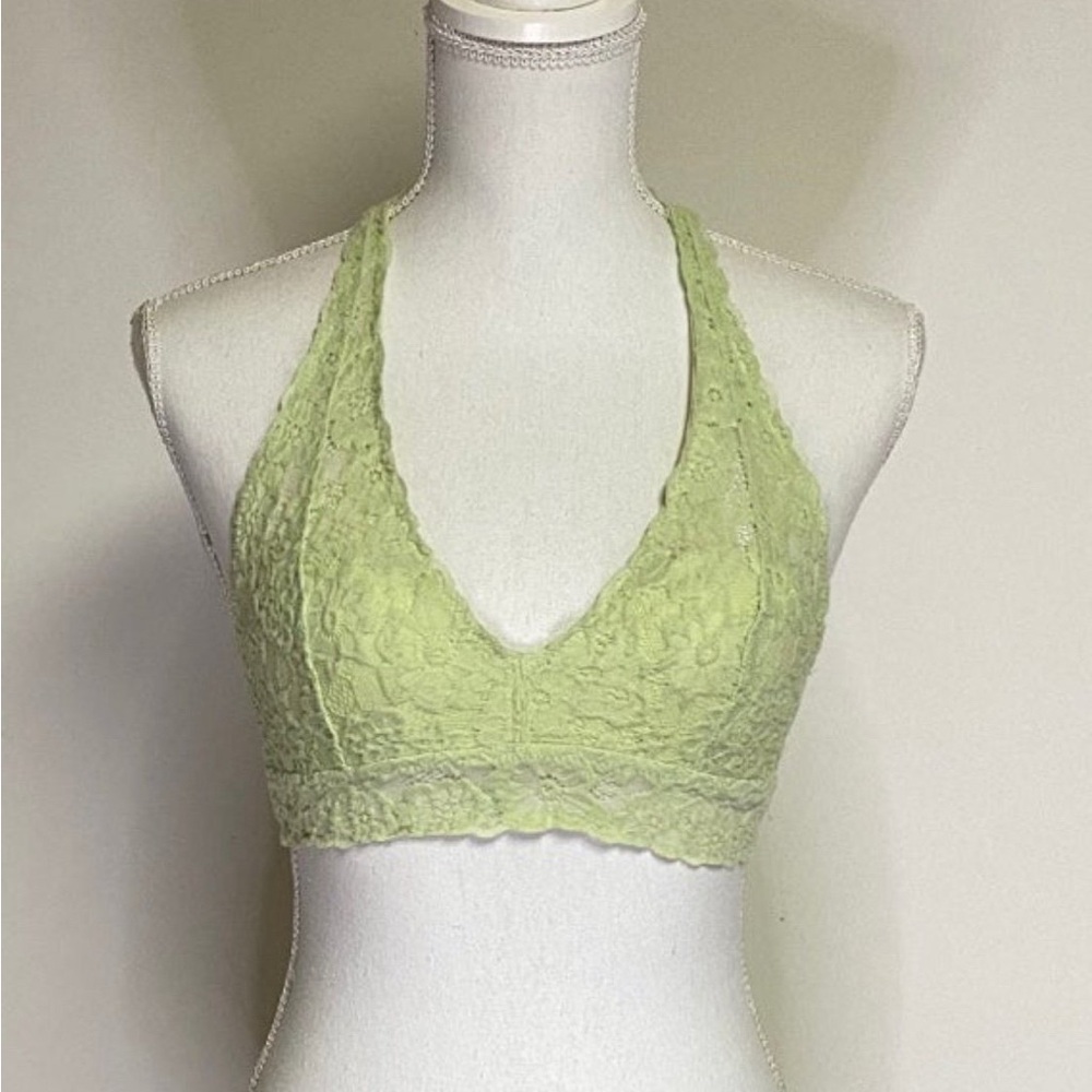aerie Lace Halter Bralette in Light Green